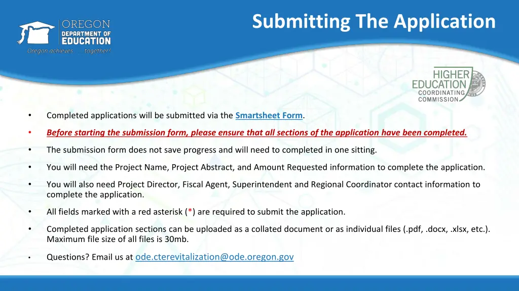 submitting the application
