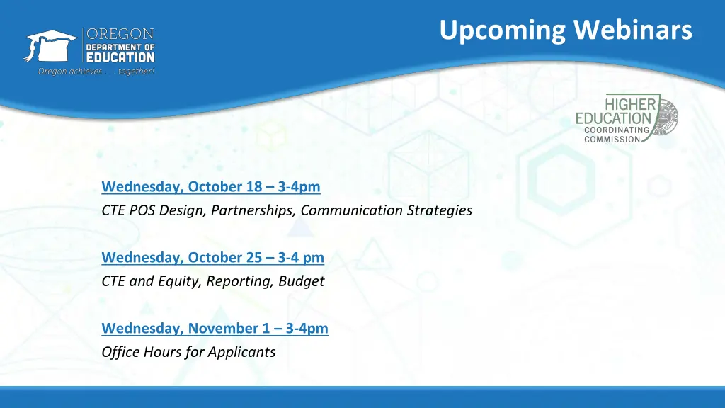 upcoming webinars