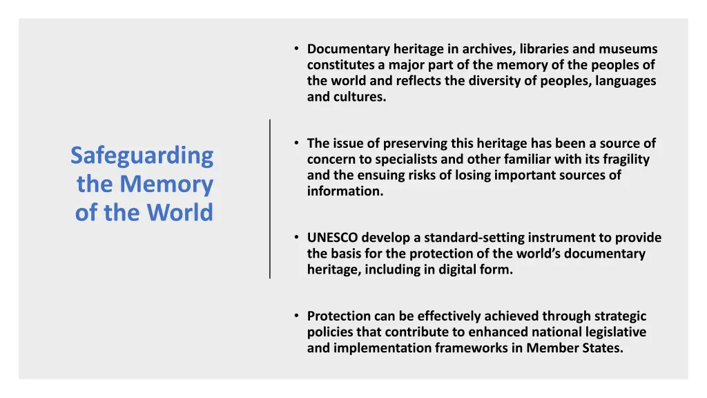 documentary heritage in archives libraries