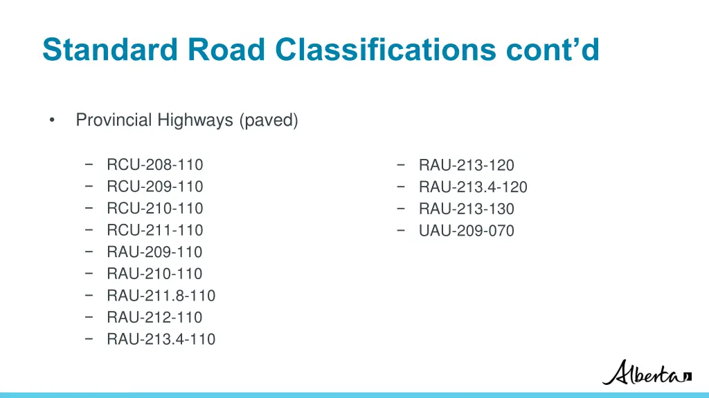 standard road classifications cont d