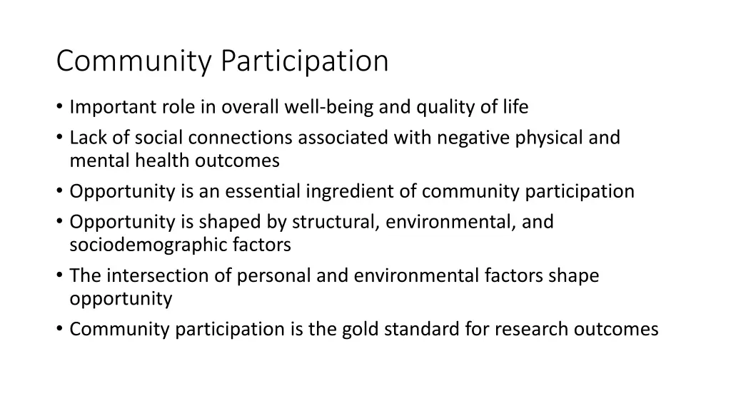 community participation
