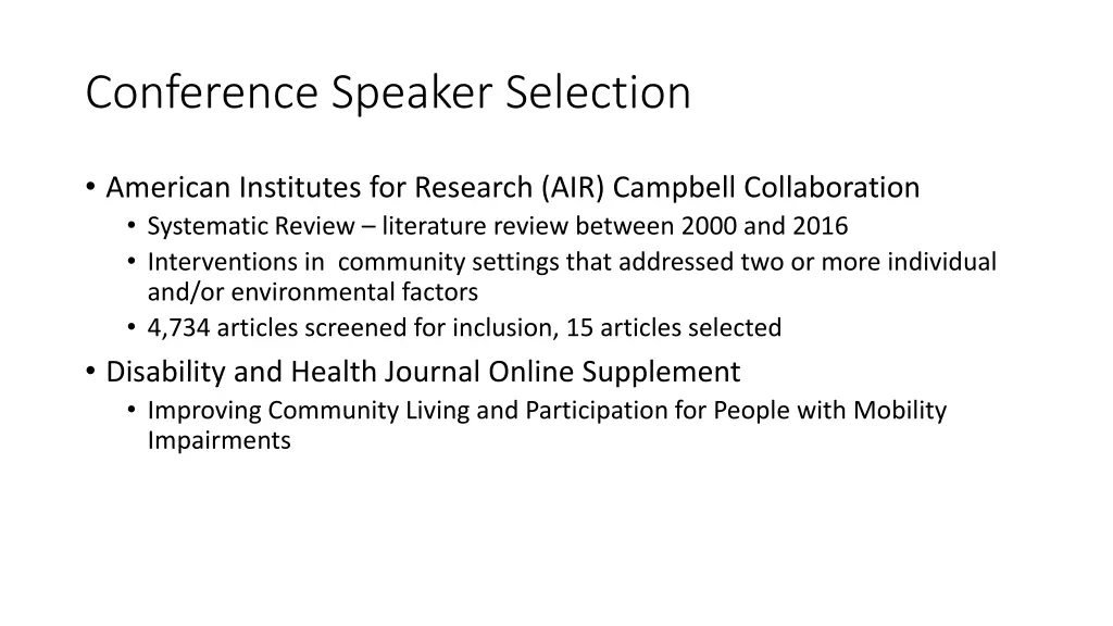 conference speaker selection