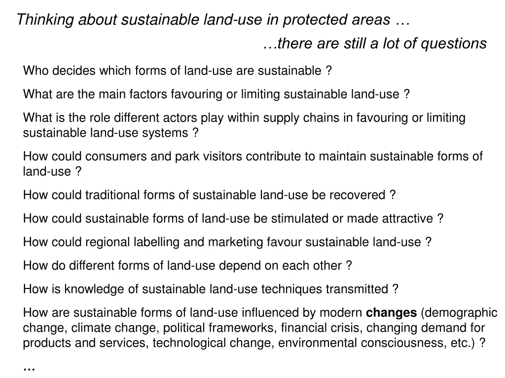 thinking about sustainable land use in protected 1