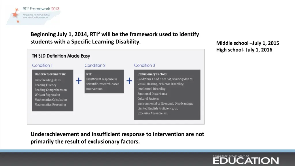 beginning july 1 2014 rti will be the framework