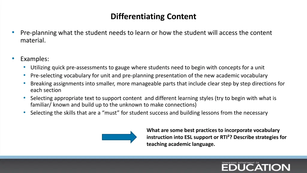 differentiating content