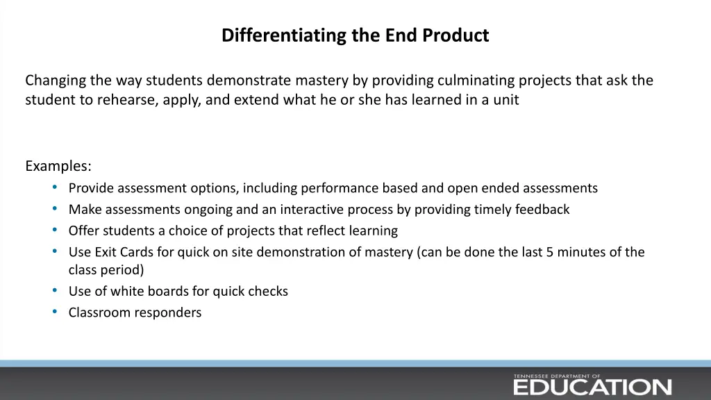 differentiating the end product
