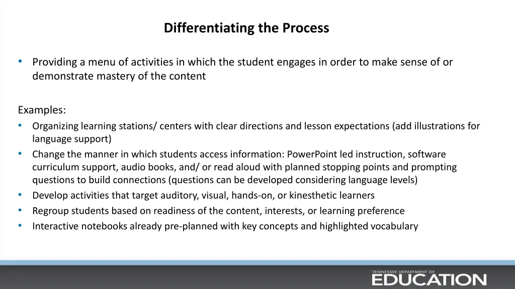 differentiating the process