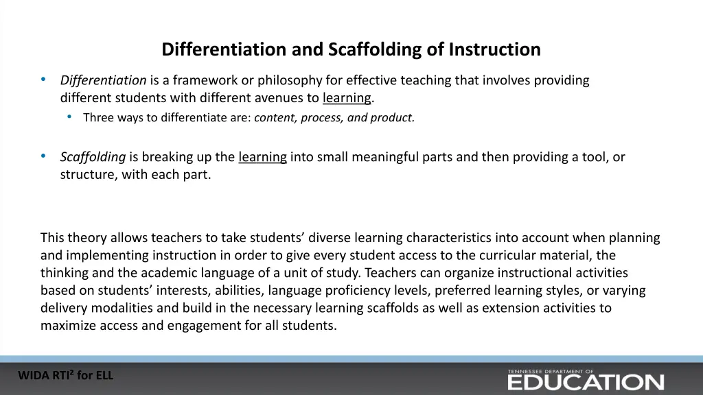 differentiation and scaffolding of instruction