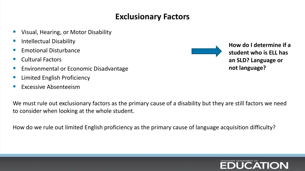 exclusionary factors