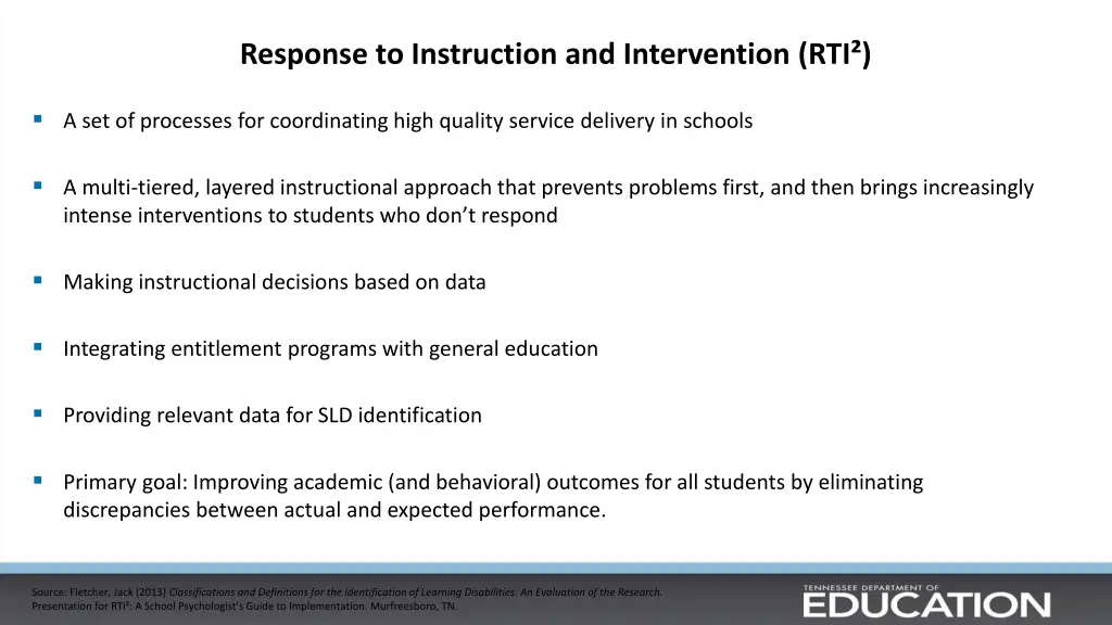 response to instruction and intervention rti