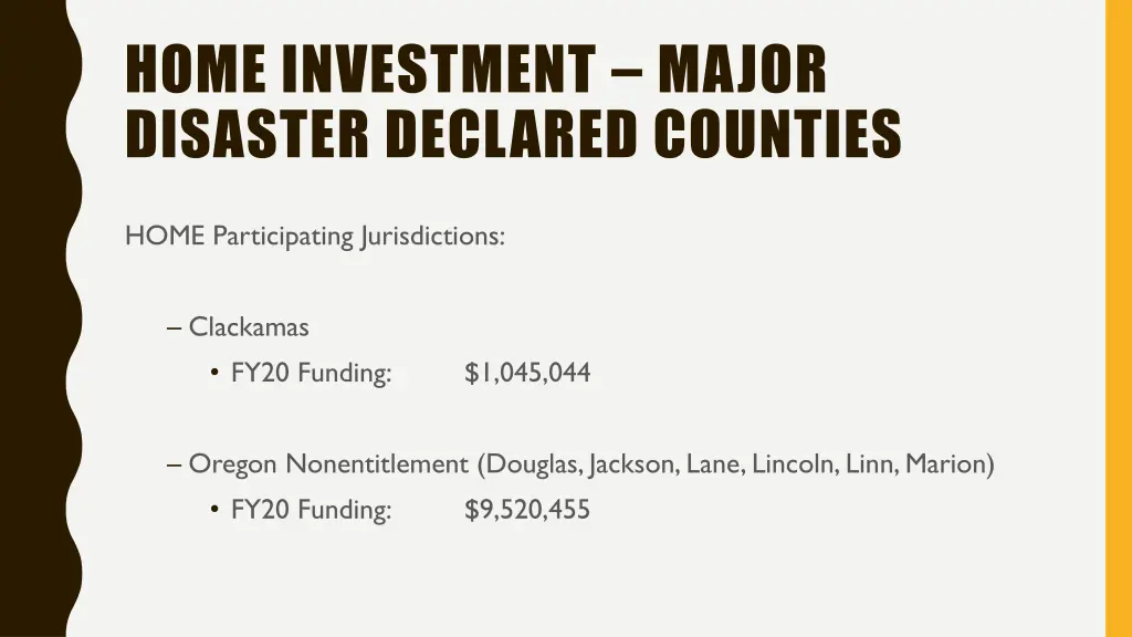 home investment major disaster declared counties