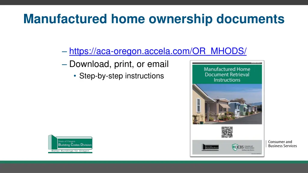 manufactured home ownership documents