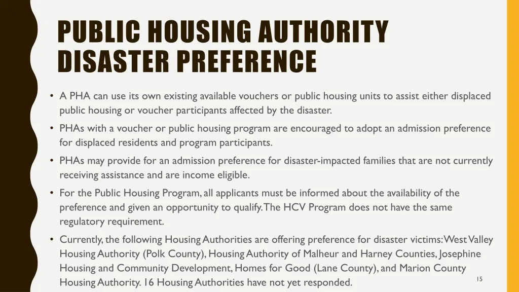 public housing authority disaster preference