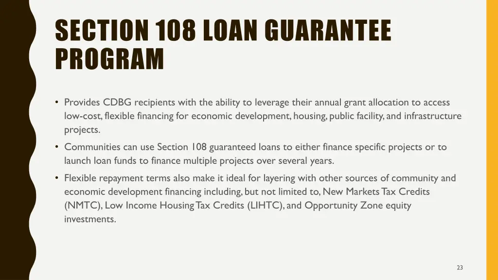 section 108 loan guarantee program
