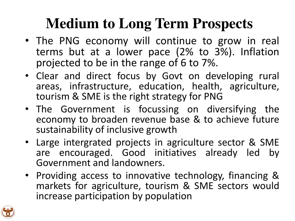 medium to long term prospects the png economy
