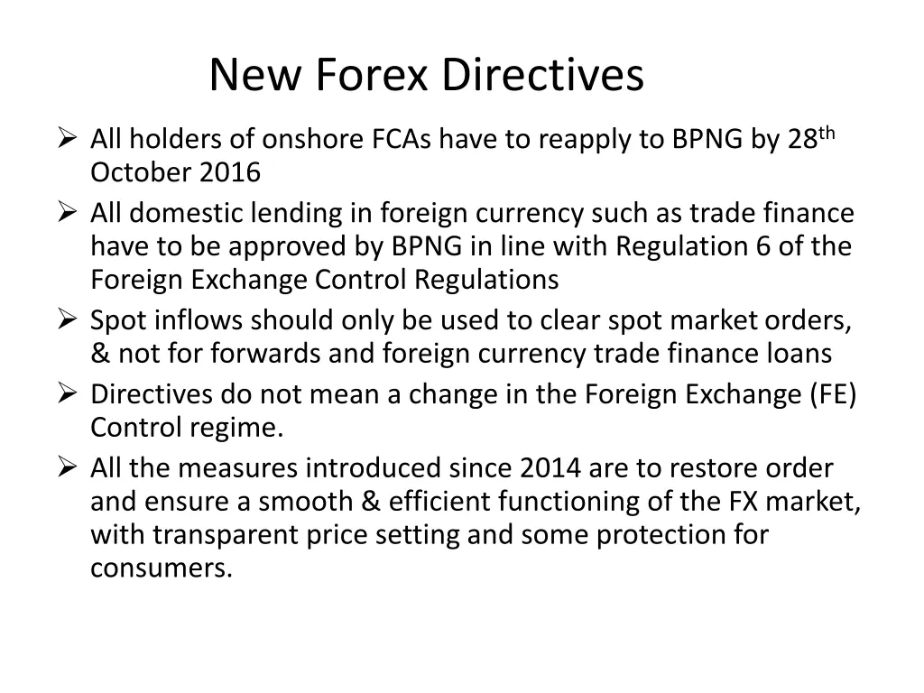 new forex directives