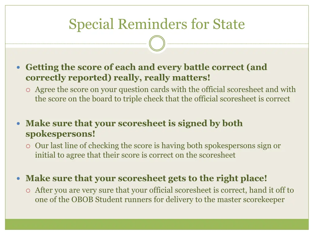 special reminders for state