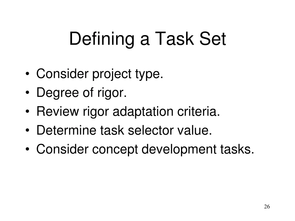 defining a task set