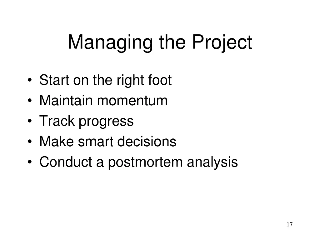 managing the project