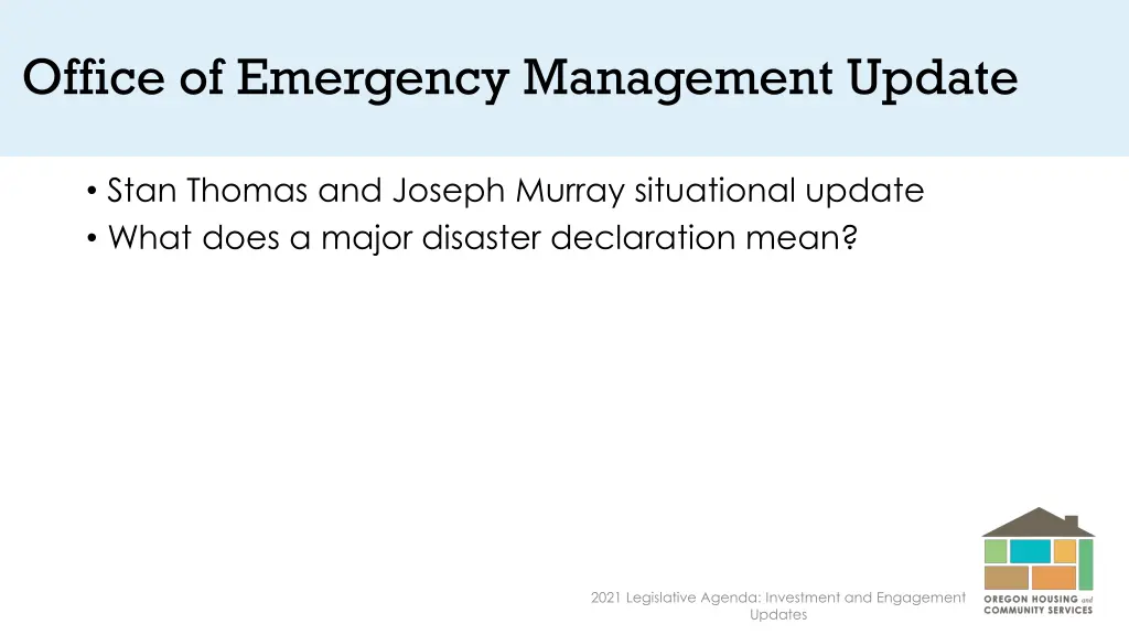 office of emergency management update