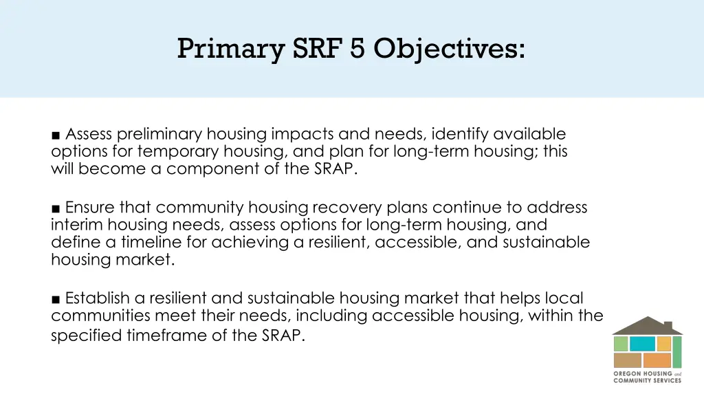 primary srf 5 objectives