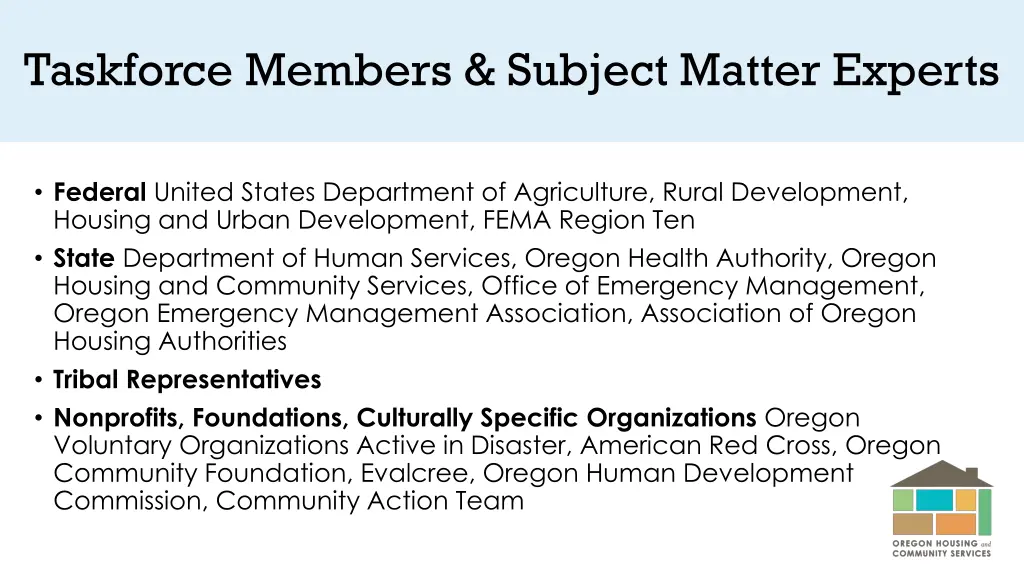 taskforce members subject matter experts