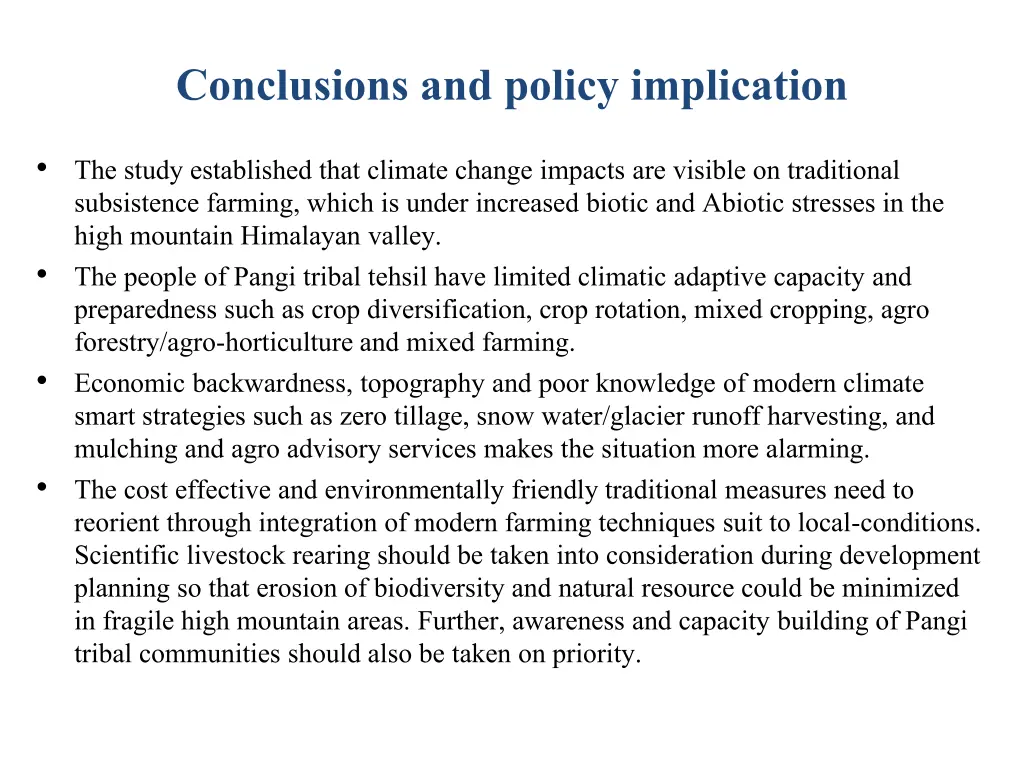 conclusions and policy implication