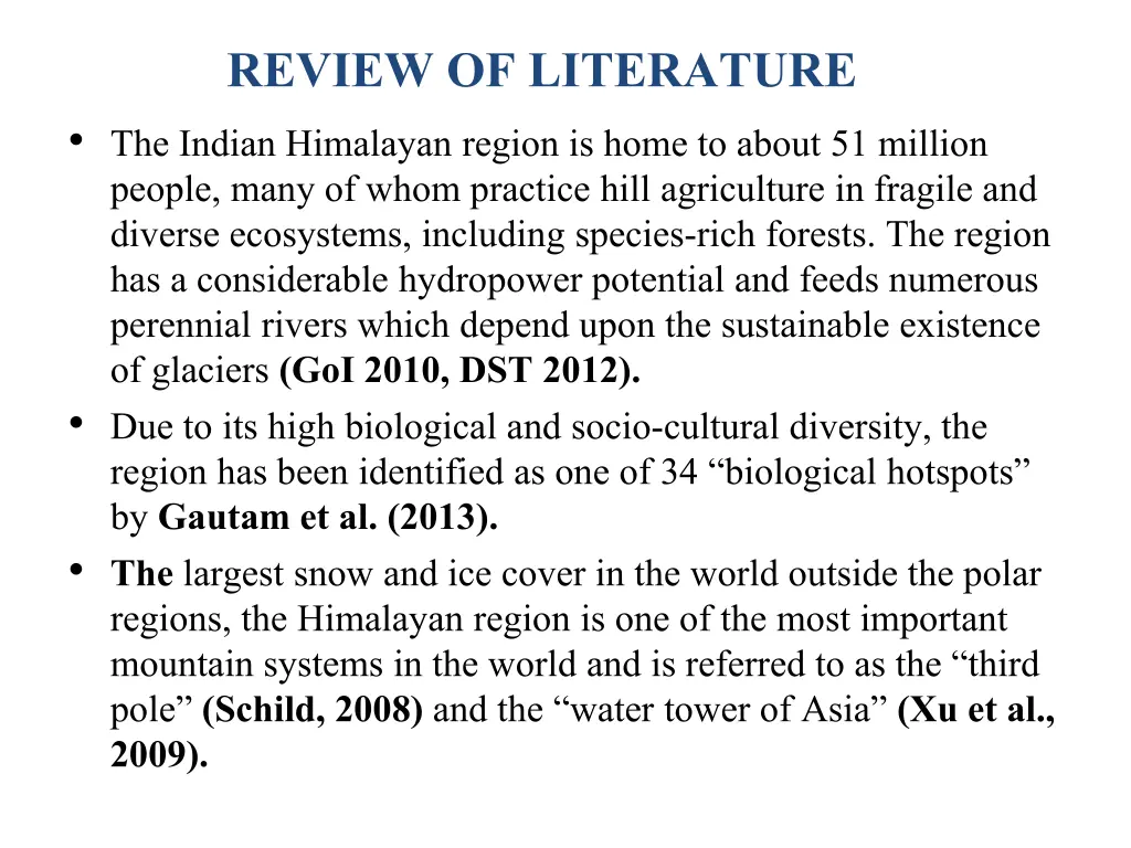 review of literature the indian himalayan region