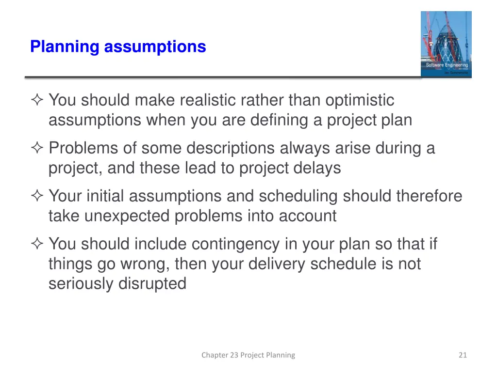 planning assumptions