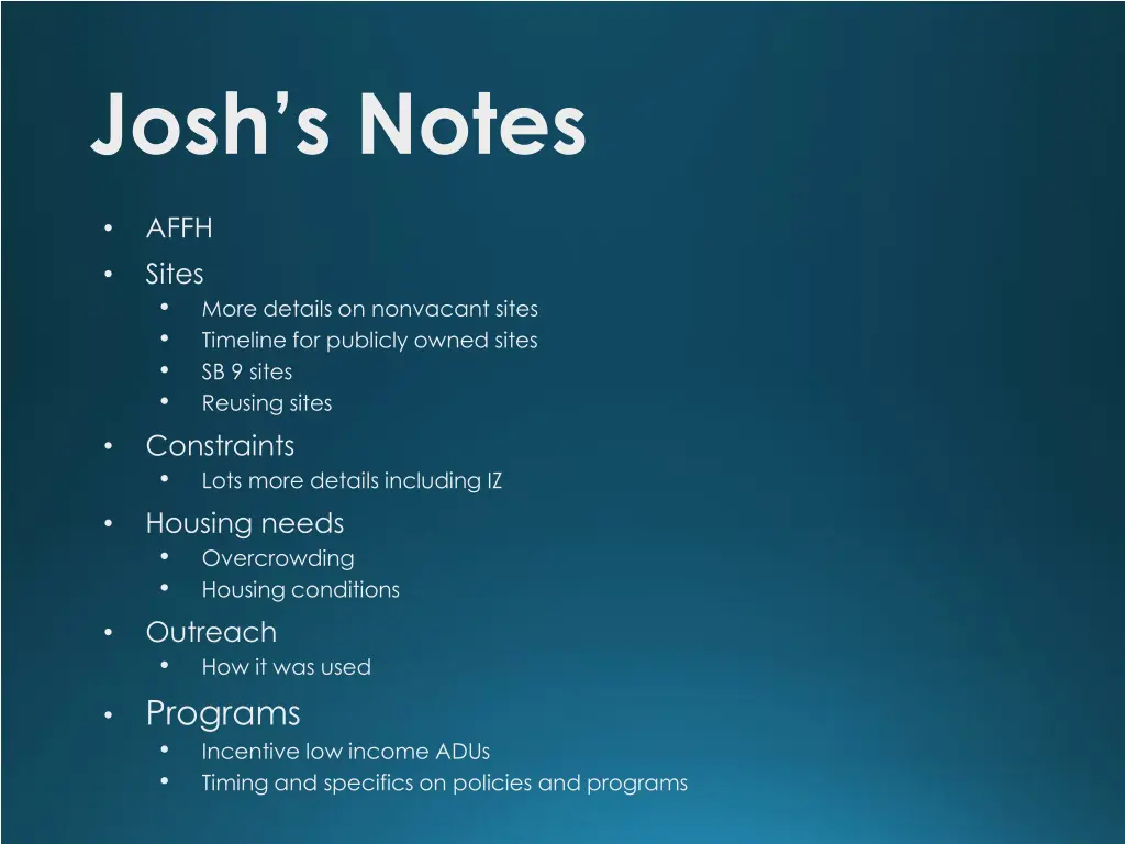 josh s notes