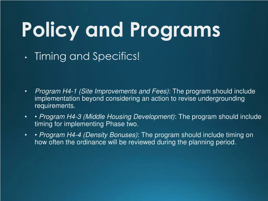 policy and programs
