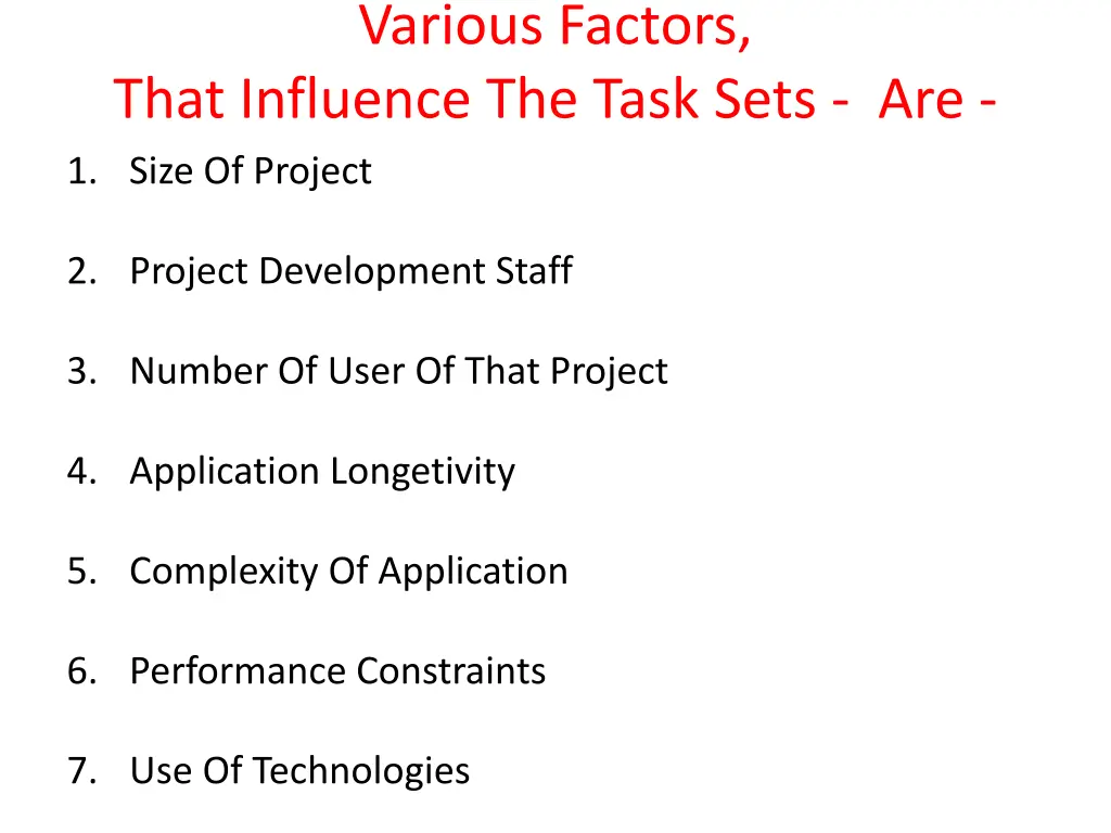 various factors