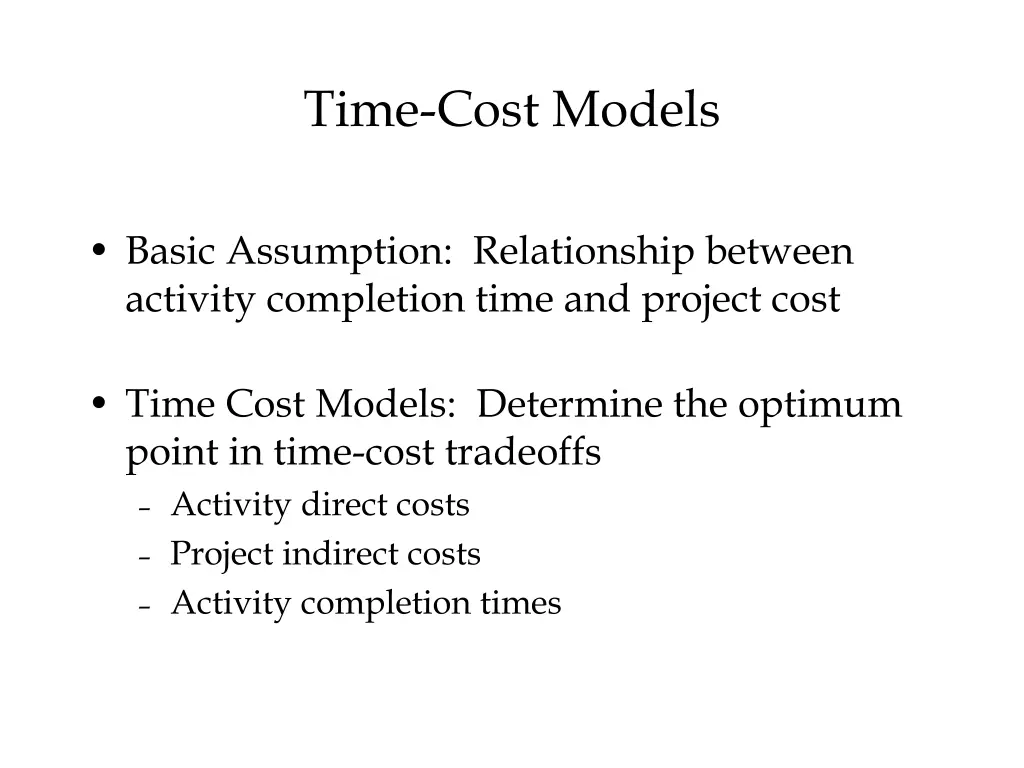 time cost models