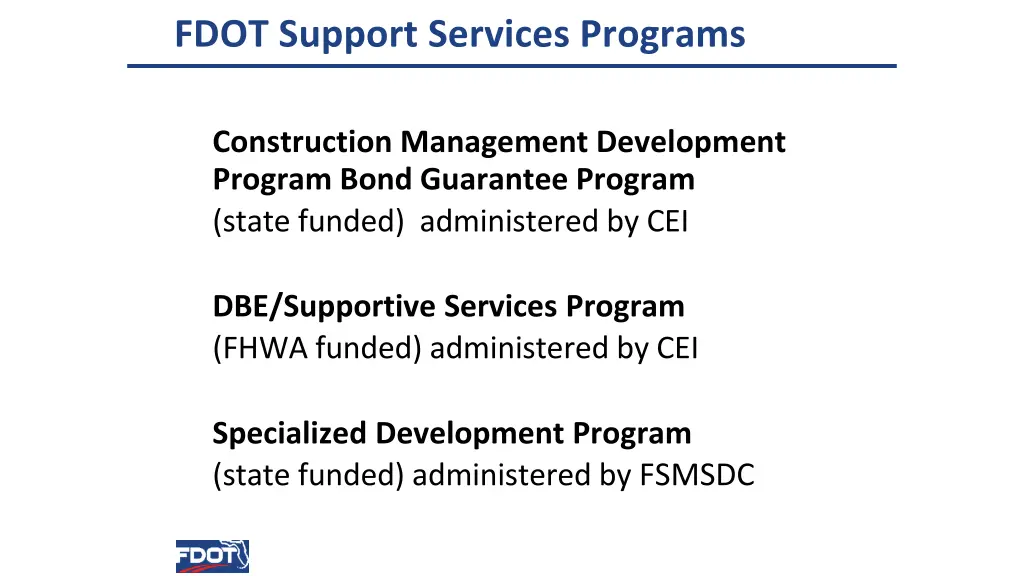 fdot support services programs 1