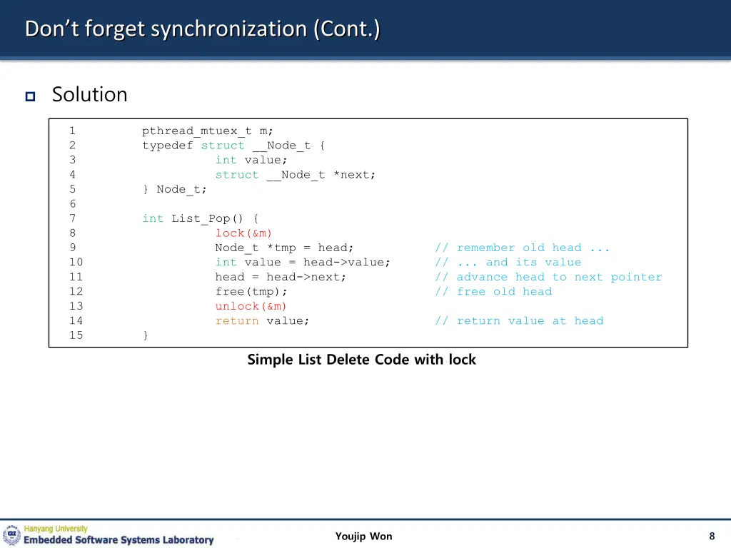 don t forget synchronization cont