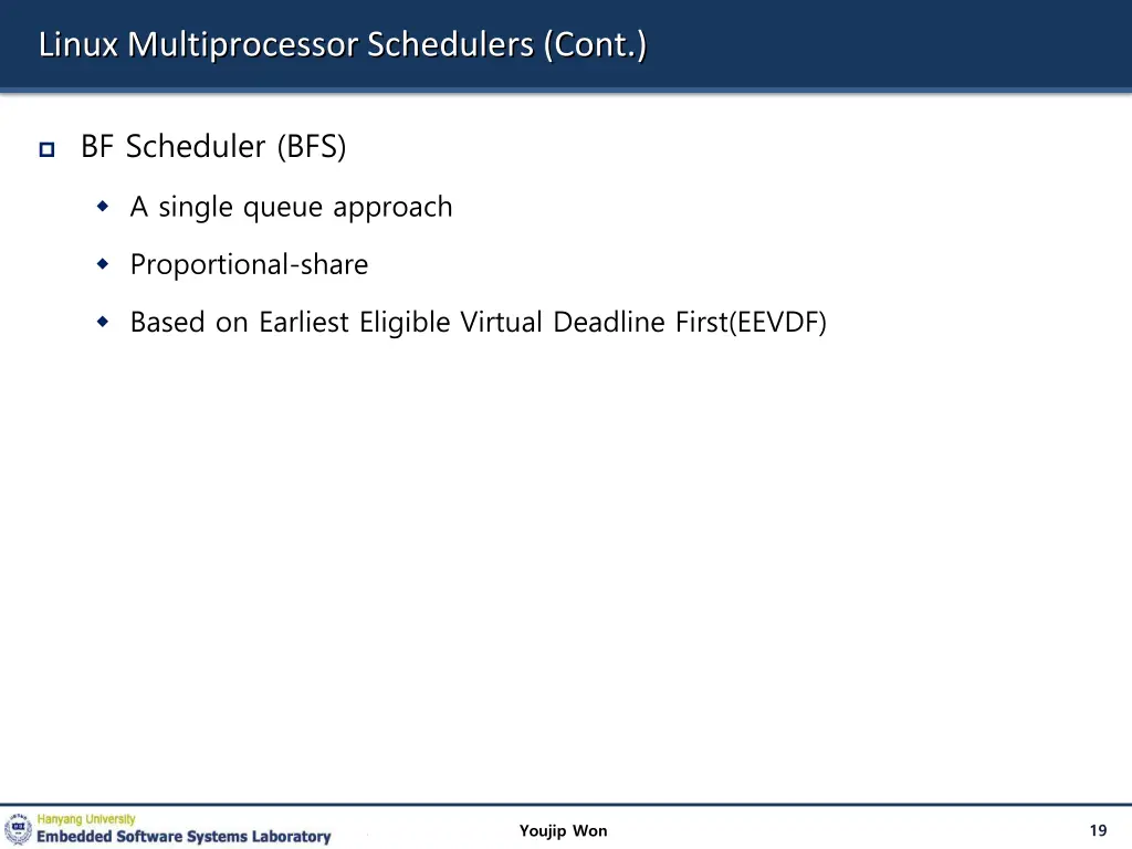 linux multiprocessor schedulers cont
