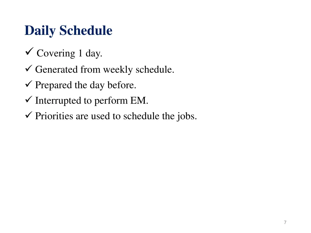 daily schedule