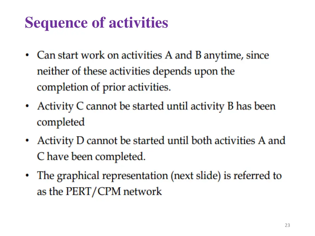 sequence of activities