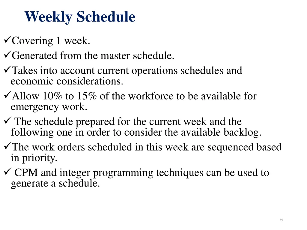 weekly schedule