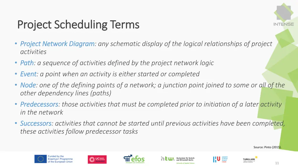 project scheduling terms project scheduling terms