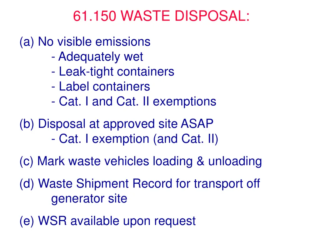 61 150 waste disposal