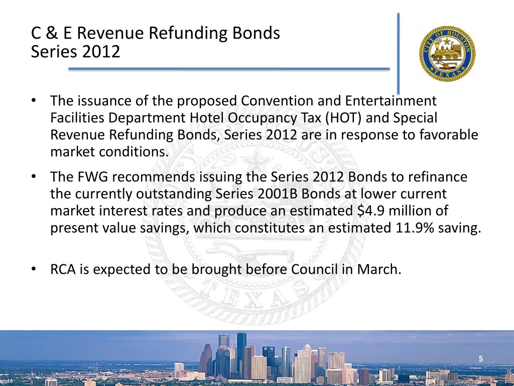 c e revenue refunding bonds series 2012