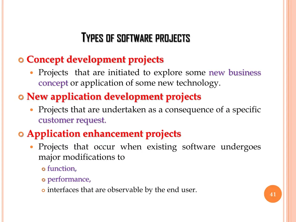 t ypes of software projects