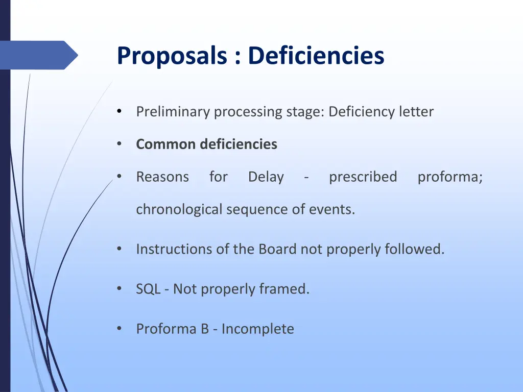 proposals deficiencies