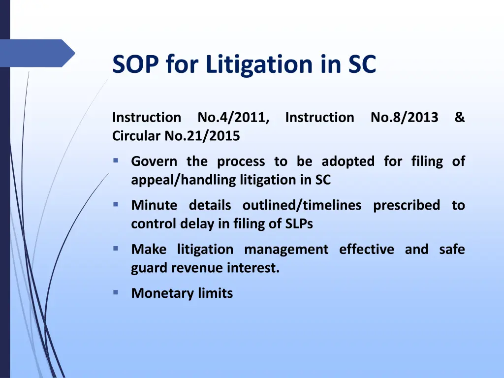 sop for litigation in sc