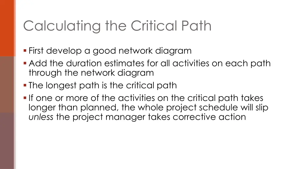 calculating the critical path