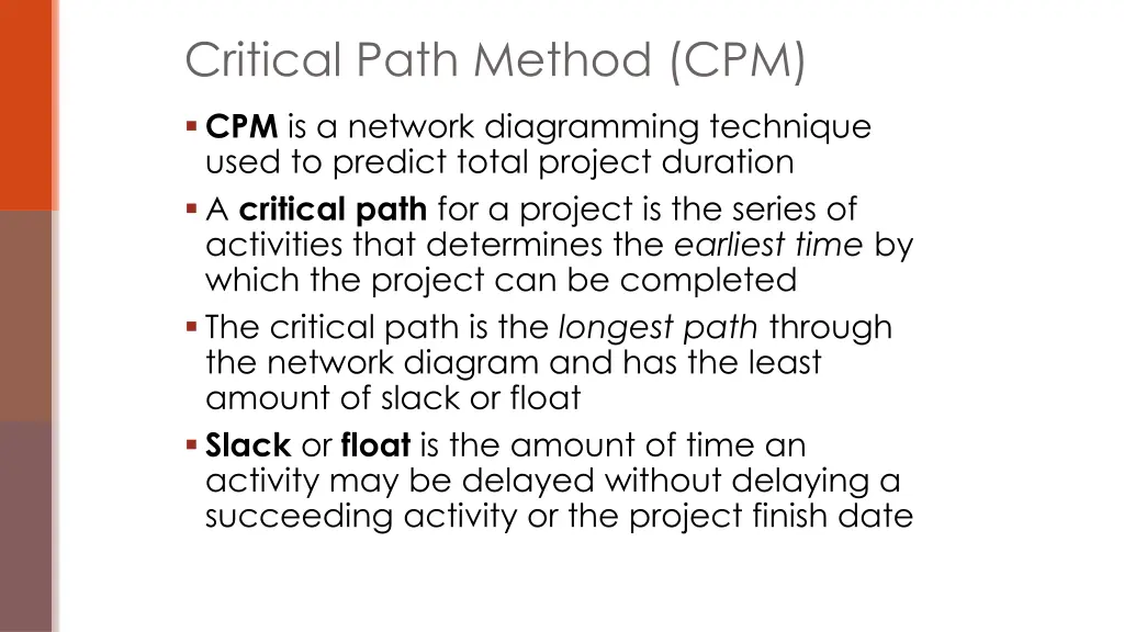 critical path method cpm