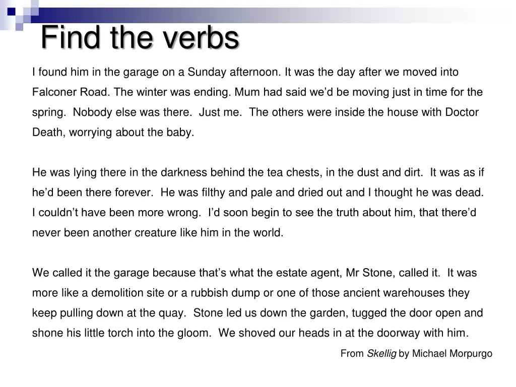 find the verbs