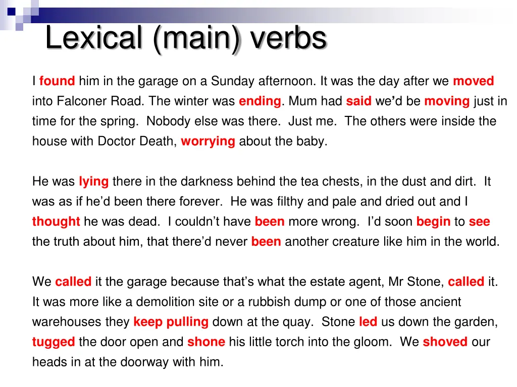 lexical main verbs