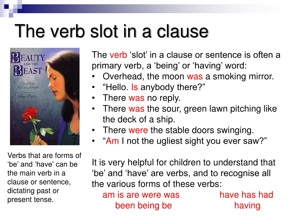 the verb slot in a clause 1